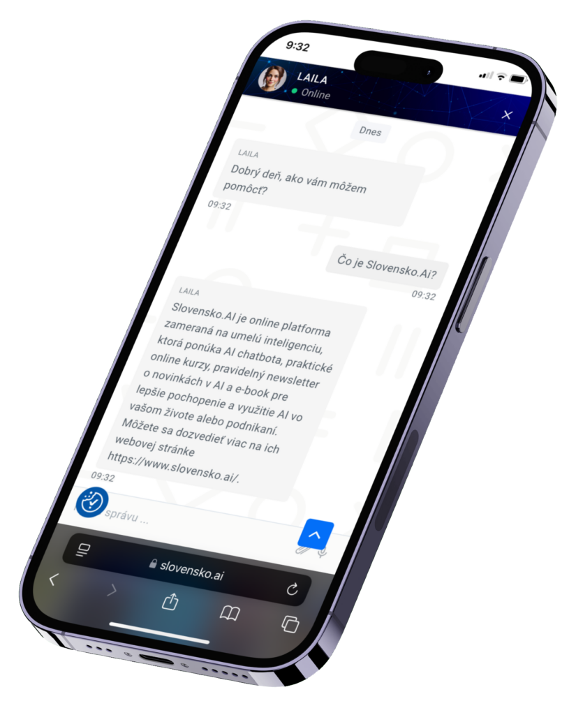 AI chatbot Slovensko.ai na mobile – automatizovaná zákaznícka podpora v reálnom čase.