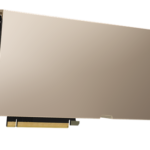 Šikmý pohľad na AI grafickú kartu Nvidia Tesla A100 PCIe s logom