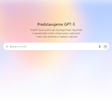 Úvodná obrazovka ChatGPT-5 so sloganom o najinteligentnejšom a najrýchlejšom modeli s integrovaným uvažovaním.